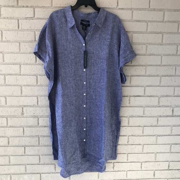 tahari linen shirt dress